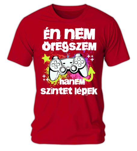 Én nem öregszem, hanem szintet lépek, gamer - férfi póló