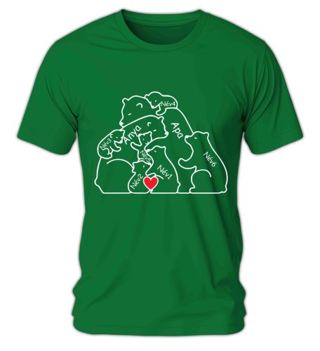 Mackó család nevekkel, szerkeszthető - férfi póló