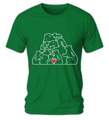 Mackó család nevekkel, szerkeszthető - férfi póló