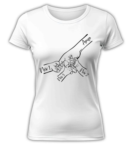 Gyermek kezek nevekkel, szerkeszthető - női póló