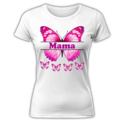   Mama pillangó, gyermek nevekkel, szerkeszthető - női póló
