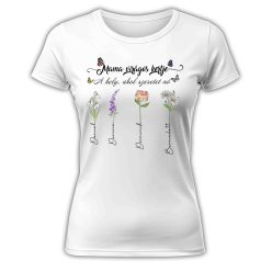   Mama virágos kertje, gyermek nevekkel, szerkeszthető - női póló