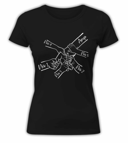 Gyermek kezek nevekkel, szerkeszthető - női póló