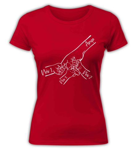 Gyermek kezek nevekkel, szerkeszthető - női póló