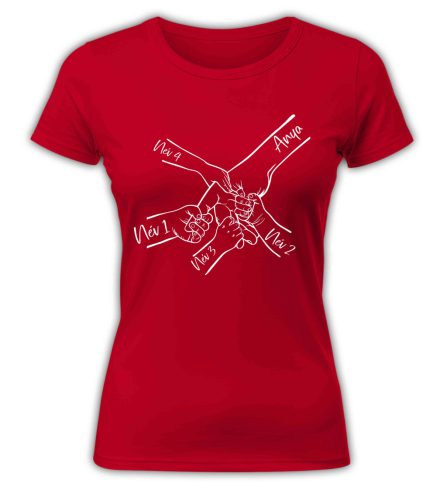 Gyermek kezek nevekkel, szerkeszthető - női póló