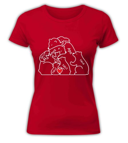 Mackó család nevekkel, szerkeszthető - női póló