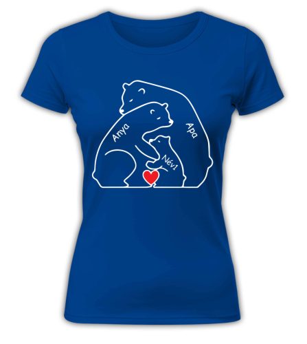 Mackó család nevekkel, szerkeszthető - női póló