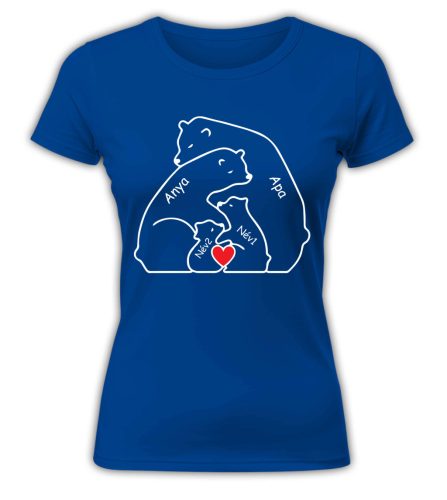 Mackó család nevekkel, szerkeszthető - női póló