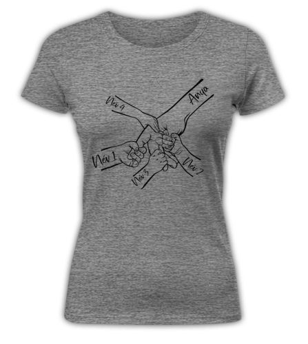 Gyermek kezek nevekkel, szerkeszthető - női póló