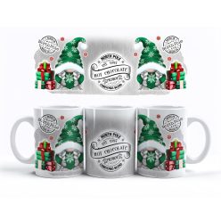 Karácsonyi zöld manós bögre, forró csokis