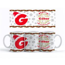  Karácsonyi saját neves bögre, kezdőbetűvel és teljes névvel