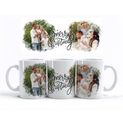 Karácsonyi bögre saját fotóval, hópihés