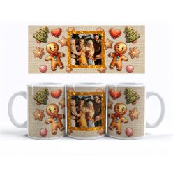   Karácsonyi bögre saját fotóval, Mézi mézeskalács mintával