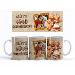 Karácsonyi süti sütő személyzet bögre saját fotóval