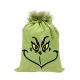 Grincs_05 mikulászsák zöld, műszőrrel - vászon
