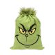 Grincs_08 mikulászsák zöld, műszőrrel - vászon