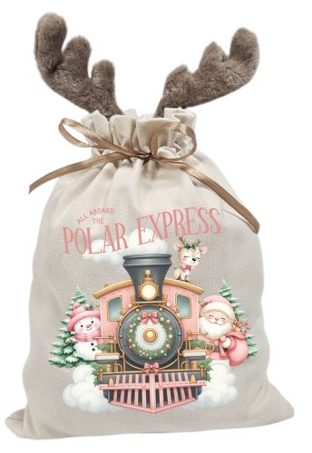 Polar express rénszarvas agancsos mikulászsák - vászon