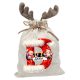 Kezdőbetűs, névre szóló  rénszarvas agancsos mikulászsák - vászon