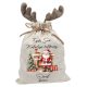 Vintage mikulás, kandallós, névre szóló  rénszarvas agancsos mikulászsák - vászon