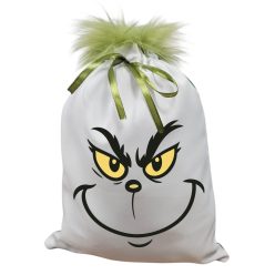 Grincs_01 mikulászsák zöld hátoldallal, műszőrrel 