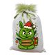 Névreszóló GrincsBubu mikulászsák zöld hátoldallal, műszőrrel 