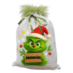   Névreszóló BabaGrincs mikulászsák zöld hátoldallal, műszőrrel 