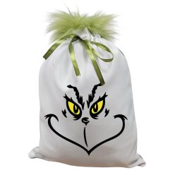 Grincs_03 mikulászsák zöld hátoldallal, műszőrrel 