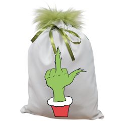 Grincs_04 mikulászsák zöld hátoldallal, műszőrrel 