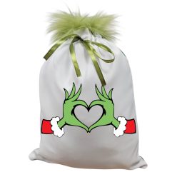 Grincs_05 mikulászsák zöld hátoldallal, műszőrrel 