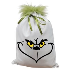 Grincs_07 mikulászsák zöld hátoldallal, műszőrrel 