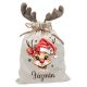 Lányos masnis rénszarvas, névre szóló  agancsos mikulászsák - vászon