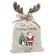 Vintage mikulás pingvinnel, névre szóló  rénszarvas agancsos mikulászsák - vászon