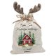 Vintage házikó, névre szóló  rénszarvas agancsos mikulászsák - vászon