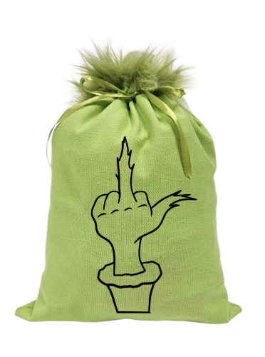 Grincs_02 mikulászsák zöld, műszőrrel - vászon