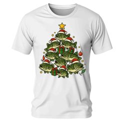   Halas, horgászos karácsonyfa. Karácsonyi póló - férfi póló