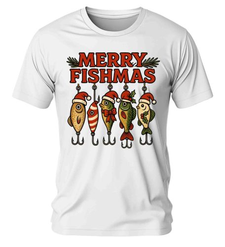 Merry fishmas, horgászos. Karácsonyi póló - férfi póló
