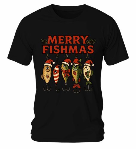 Merry fishmas, horgászos. Karácsonyi póló - férfi póló