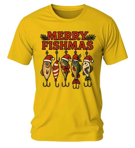 Merry fishmas, horgászos. Karácsonyi póló - férfi póló