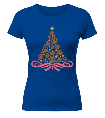 Kutyus mancsos karácsonyfa. Karácsonyi póló - női póló