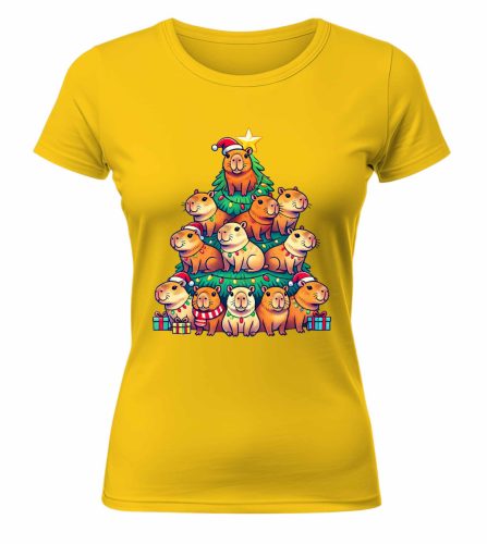Kapibara karácsonyfa. Karácsonyi póló - női póló