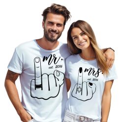 Mr/Mrs gyűrűsujj bemutatós, évszámos - páros póló