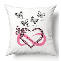 Végtelen szív, pillangós gyermek nevekkel - párnahuzat