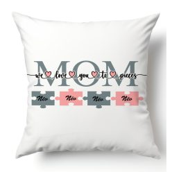 Mom felirat puzzle, gyermek nevekkel - párnahuzat