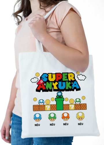 Super Anyuka, gyermek nevekkel (super mario version) - vászontáska