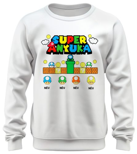 Super Anyuka, gyermek nevekkel (super mario version) - unisex pulóver