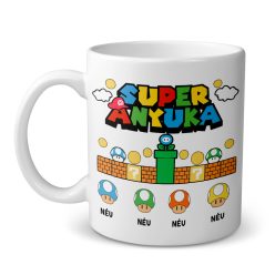   Super Anyuka, gyermek nevekkel (super mario version) - bögre