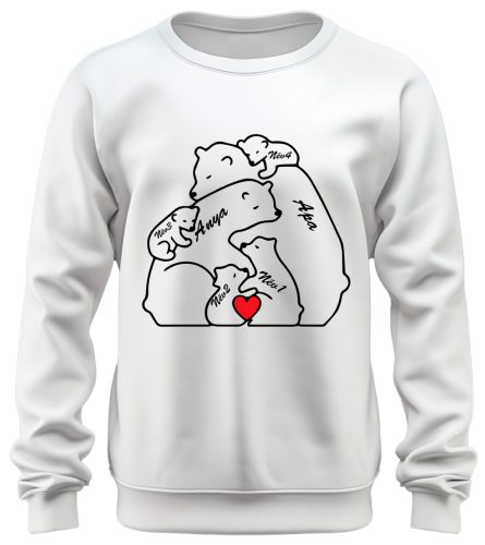 Mackó család nevekkel - unisex pulóver