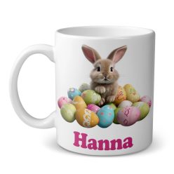 Húsvéti nyuszis bögre, nyuszi tojásokkal