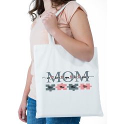 Mom felirat puzzle, gyermek nevekkel - vászontáska