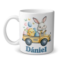 Húsvéti nyuszis bögre, iskolabuszos